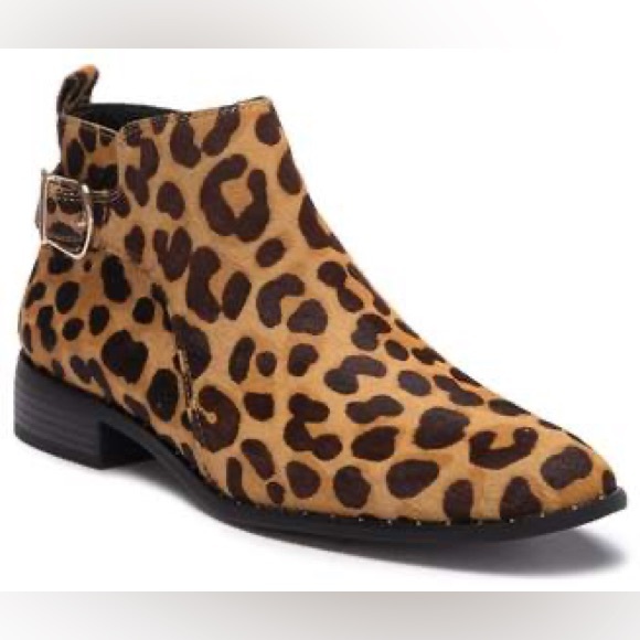 Steven by Steve Madden Cain Leopard Print Clio Ankle Flat Booties Size 8.5 - Picture 3 of 12